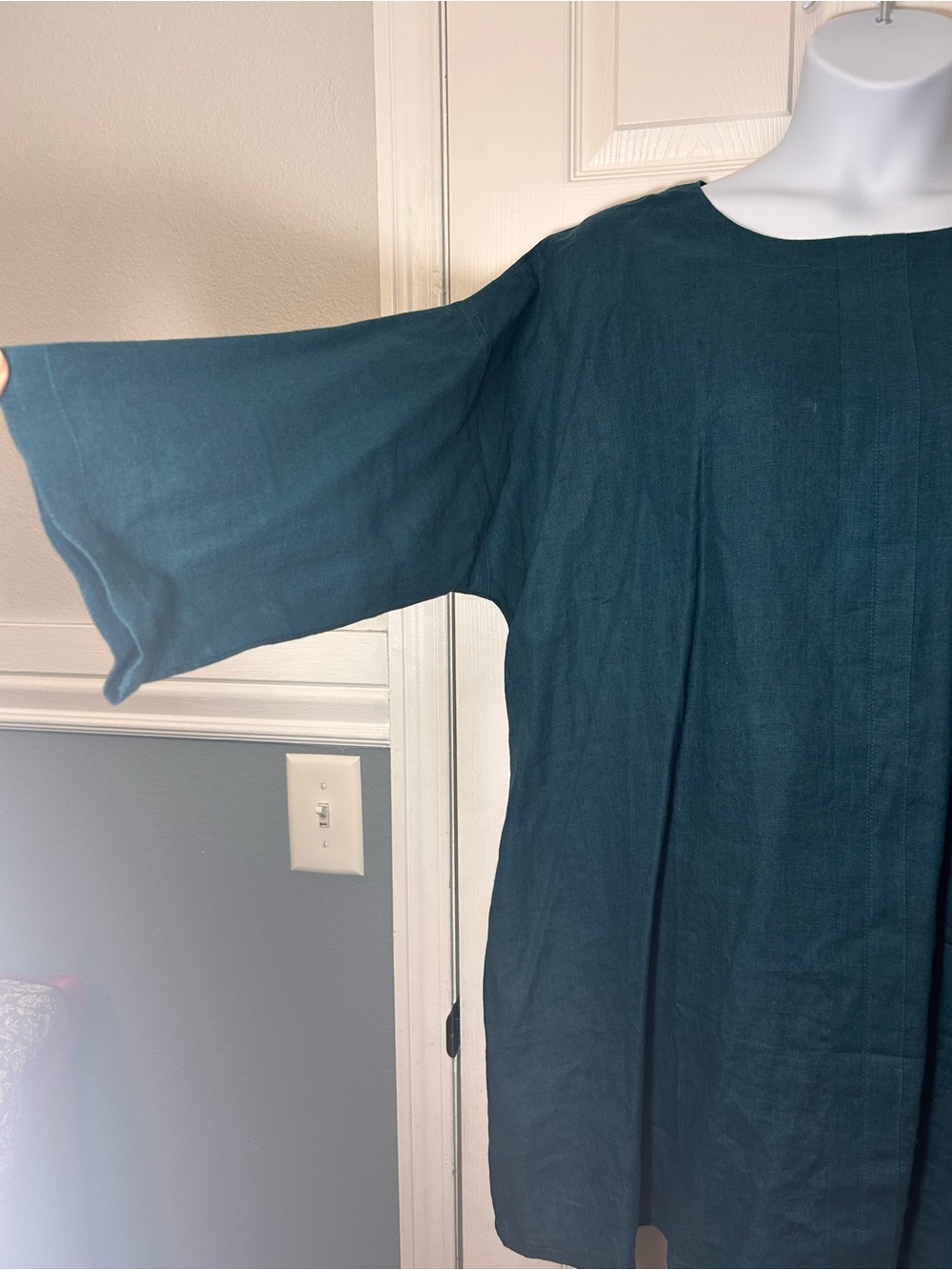 Linenbee Teal Linen Tunic Top Relaxed Fit With Pockets View 4